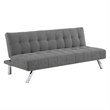 Scranton & Co Convertible Futon Sofa in Gray Fabric with Stainless Steel Frame