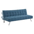 Scranton & Co Convertible Futon Sofa in Blue Fabric with Stainless Steel Frame
