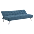 Scranton & Co Convertible Futon Sofa in Blue Fabric with Stainless Steel Frame