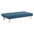 Scranton & Co Convertible Futon Sofa in Blue Fabric with Stainless Steel Frame