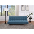 Scranton & Co Convertible Futon Sofa in Blue Fabric with Stainless Steel Frame