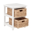 Scranton & Co 2-Tier Storage Unit in White with Natural Seagrass Baskets