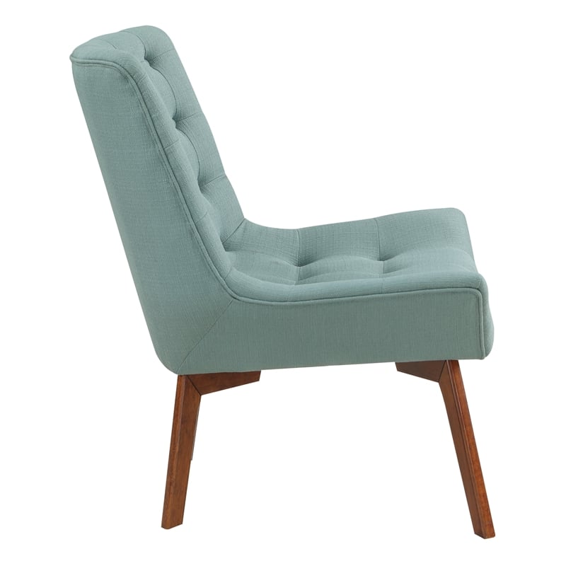 Scranton & Co Mid-Century Tufted Accent Chair in Sea Blue with Coffee Legs