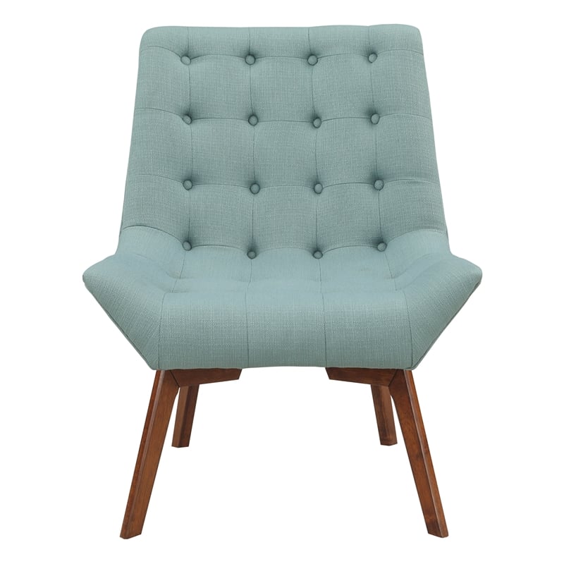 Scranton & Co Mid-Century Tufted Accent Chair in Sea Blue with Coffee Legs