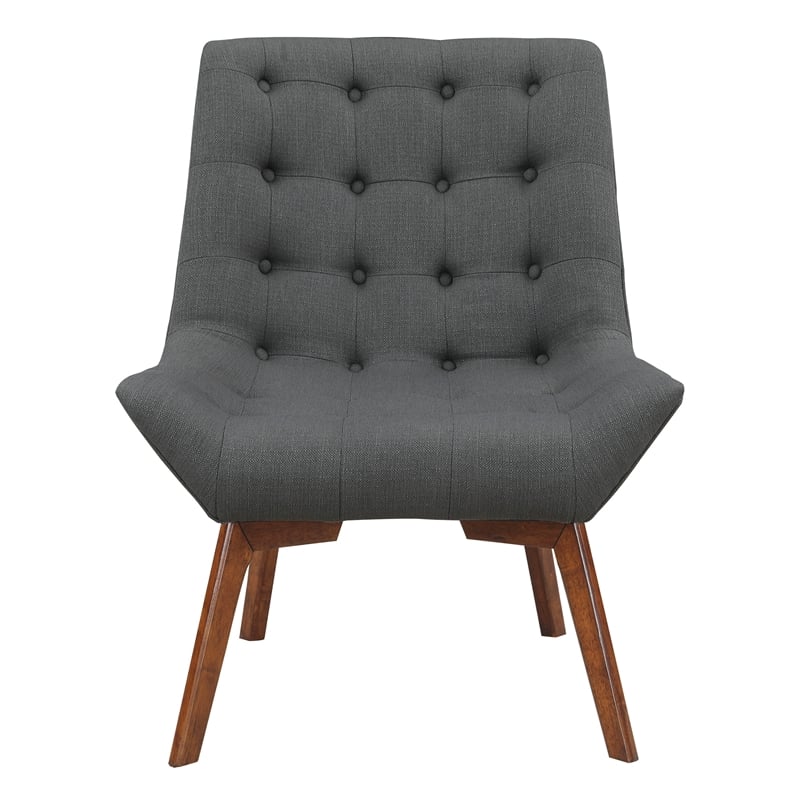 Scranton & Co Charcoal Gray Tufted Accent Chair with Coffee Finish Legs