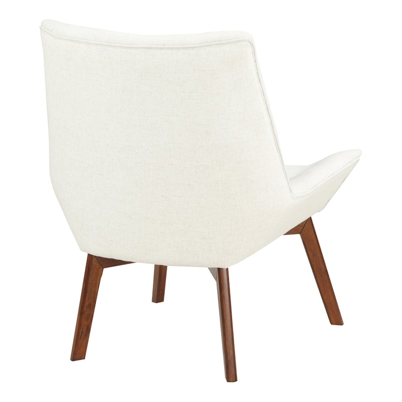 Scranton & Co Linen Cream Tufted Accent Chair with Coffee Finish Legs