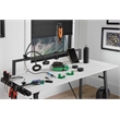 Scranton & Co Light Gray Metal Leg Desk with Power Strip and Accessory Bar