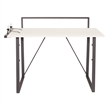 Scranton & Co Light Gray Metal Leg Desk with Power Strip and Accessory Bar
