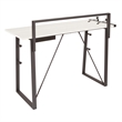 Scranton & Co Light Gray Metal Leg Desk with Power Strip and Accessory Bar