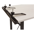 Scranton & Co Light Gray Metal Leg Desk with Power Strip and Accessory Bar