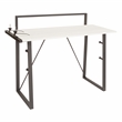 Scranton & Co Light Gray Metal Leg Desk with Power Strip and Accessory Bar