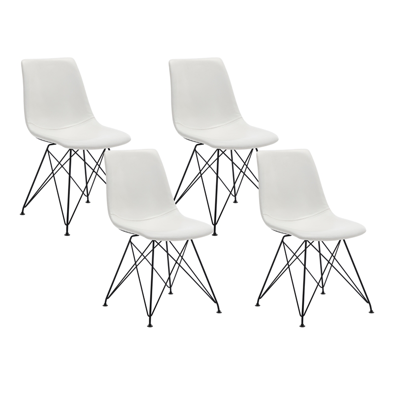 Scranton & Co Scoop Design Faux Leather Chair Set of 4 in White