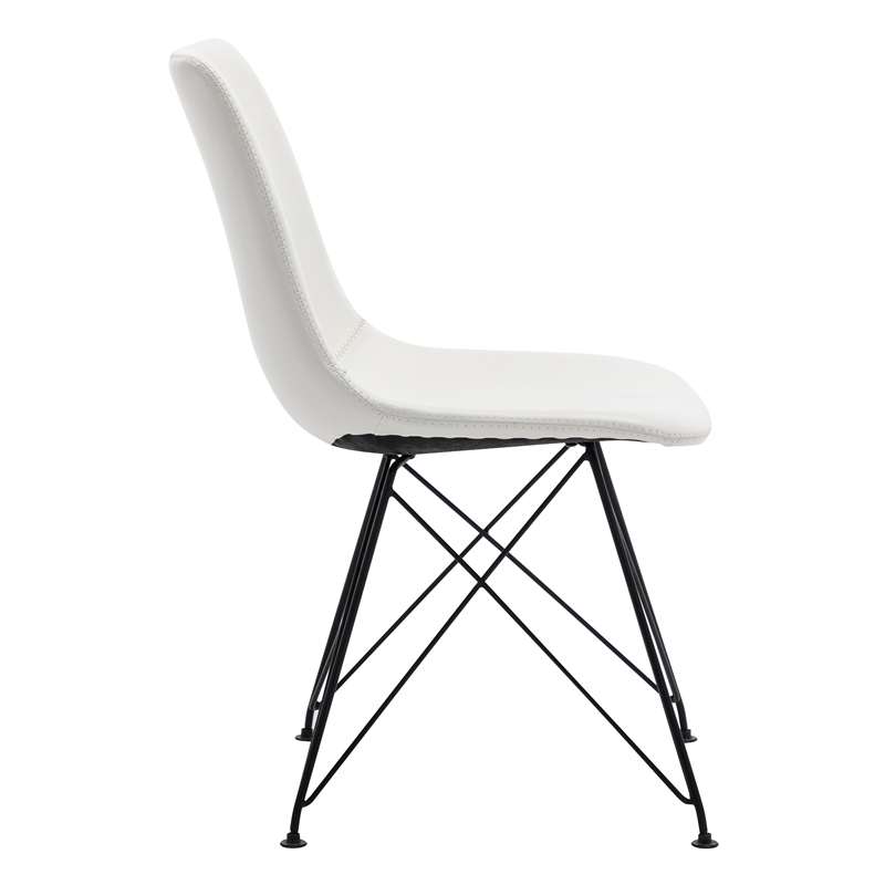 Scranton & Co Scoop Design Faux Leather Chair Set of 4 in White