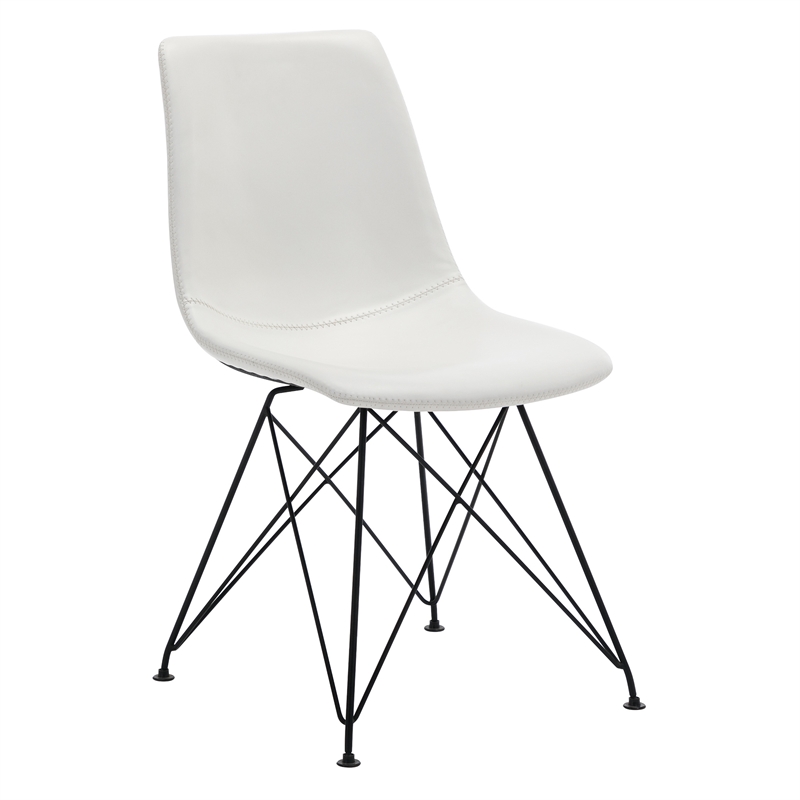 Scranton & Co Scoop Design Faux Leather Chair Set of 4 in White