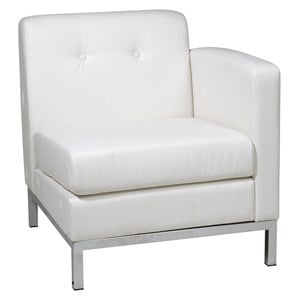 Scranton & Co Right Arm Facing Chair in White Faux Leather Chrome Base