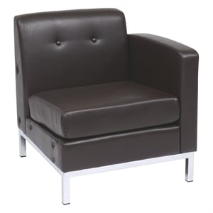 Scranton & Co Right Facing Armchair in Espresso Faux Leather Chrome Base