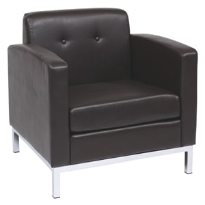 Scranton & Co Espresso Faux Leather Armchair with Chrome Finished Base
