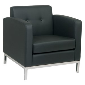 Scranton & Co Black Faux Leather Armchair with Chrome Finished Base