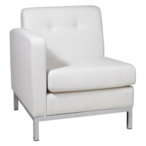 Scranton & Co Left Arm Facing Armchair in White Faux Leather Chrome