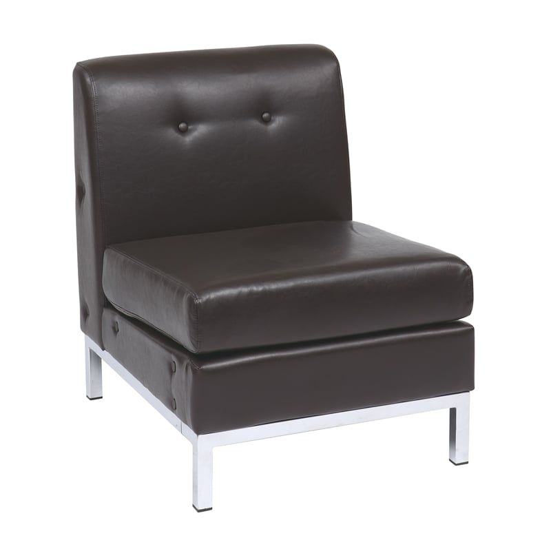 Scranton & Co Espresso Faux Leather Armless Chair Chrome Finished Base