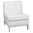 Scranton & Co Armless Chair in White Faux Leather with Chrome Base