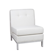 Scranton & Co Armless Chair in White Faux Leather with Chrome Base