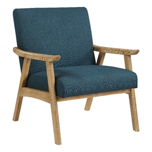 Scranton & Co Azure Blue Fabric Mid-Century Accent Chair with Brushed Wood Frame