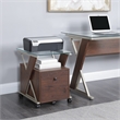 Scranton & Co Mobile File Cabinet in Cherry Red with Glass Top and Metal Z-Frame