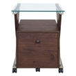 Scranton & Co Mobile File Cabinet in Cherry Red with Glass Top and Metal Z-Frame