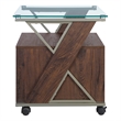 Scranton & Co Mobile File Cabinet in Cherry Red with Glass Top and Metal Z-Frame