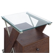 Scranton & Co Mobile File Cabinet in Cherry Red with Glass Top and Metal Z-Frame