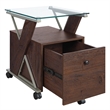 Scranton & Co Mobile File Cabinet in Cherry Red with Glass Top and Metal Z-Frame