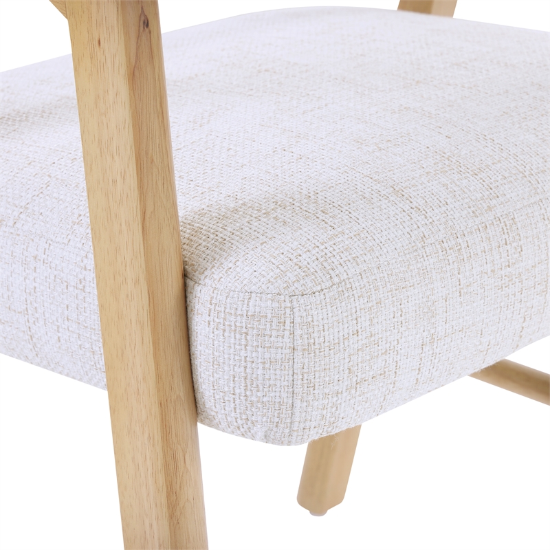 Scranton & Co Mid-Century Modern Dining Chair in Linen White Fabric 2-Pack