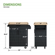 Scranton & Co Farmhouse Kitchen Cart in Black with Butcher Block Top