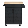 Scranton & Co Farmhouse Kitchen Cart in Black with Butcher Block Top
