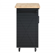 Scranton & Co Farmhouse Kitchen Cart in Black with Butcher Block Top