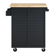 Scranton & Co Farmhouse Kitchen Cart in Black with Butcher Block Top