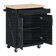 Scranton & Co Farmhouse Kitchen Cart in Black with Butcher Block Top