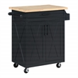 Scranton & Co Farmhouse Kitchen Cart in Black with Butcher Block Top