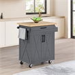 Scranton & Co Farmhouse Kitchen Cart in Grey with Butcher Block Top