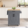 Scranton & Co Farmhouse Kitchen Cart in Grey with Butcher Block Top
