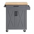 Scranton & Co Farmhouse Kitchen Cart in Grey with Butcher Block Top