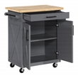 Scranton & Co Farmhouse Kitchen Cart in Grey with Butcher Block Top