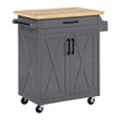 Scranton & Co Farmhouse Kitchen Cart in Grey with Butcher Block Top