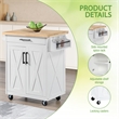 Scranton & Co Farmhouse Kitchen Cart in White with Butcher Block Top
