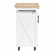 Scranton & Co Farmhouse Kitchen Cart in White with Butcher Block Top