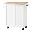 Scranton & Co Farmhouse Kitchen Cart in White with Butcher Block Top