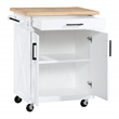 Scranton & Co Farmhouse Kitchen Cart in White with Butcher Block Top