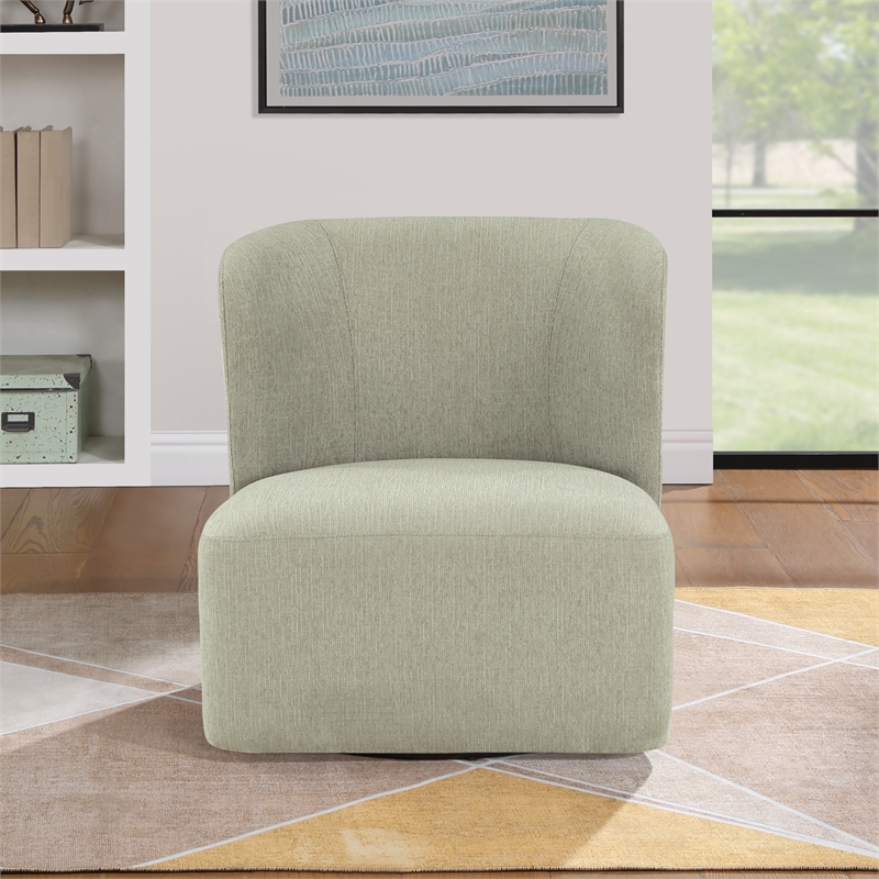 Scranton & Co Modern Barrel Swivel Accent Chair in Morning Fog Fabric