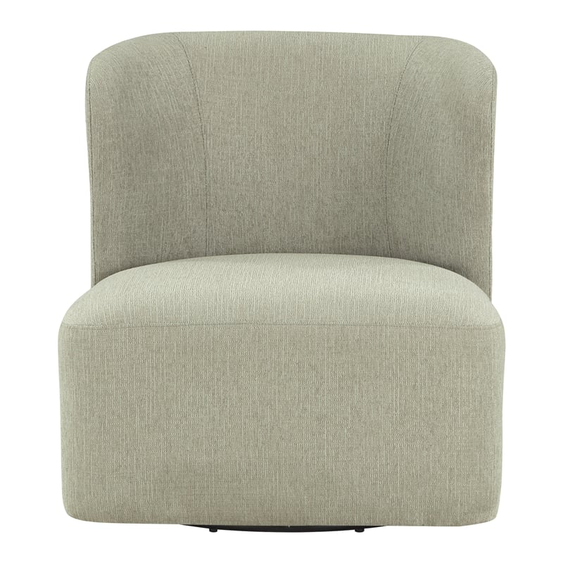 Scranton & Co Modern Barrel Swivel Accent Chair in Morning Fog Fabric